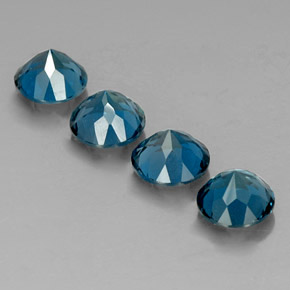 캐럿 천연 런던 블루 토파즈 보석, 라운드 컷, 7.22 mm, VVS