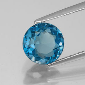 2.78캐럿 천연 런던 블루 토파즈, 라운드 컷, 8.05 mm, VVS