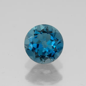 1.71캐럿 천연 런던 블루 토파즈, 라운드 컷, 7.20 mm, VVS
