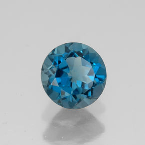 1.71캐럿 천연 런던 블루 토파즈, 라운드 컷, 7.20 mm, VVS