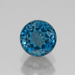 3.00캐럿 천연 런던 블루 토파즈, 라운드 컷, 8.12 mm, VVS