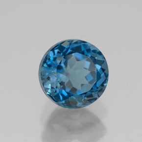 3.00캐럿 천연 런던 블루 토파즈, 라운드 컷, 8.12 mm, VVS