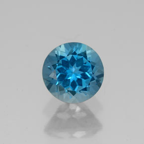 1.76캐럿 천연 런던 블루 토파즈, 라운드 컷, 7.18 mm, VVS