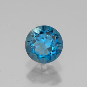 1.85캐럿 천연 런던 블루 토파즈, 라운드 컷, 7.23 mm, VVS
