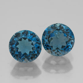 캐럿 천연 런던 블루 토파즈 보석, 라운드 컷, 8.08 mm, VVS-VS