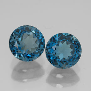 캐럿 천연 런던 블루 토파즈 보석, 라운드 컷, 8.08 mm, VVS-VS