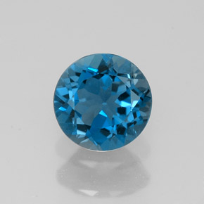 1.57캐럿 천연 런던 블루 토파즈, 라운드 컷, 7.06 mm, VVS