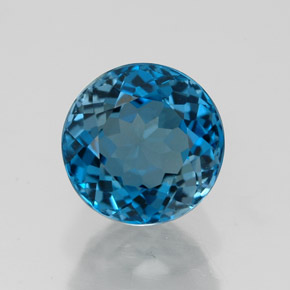 2.86캐럿 천연 런던 블루 토파즈, 라운드 컷, 7.96 mm, VVS