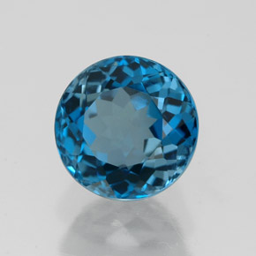 2.86캐럿 천연 런던 블루 토파즈, 라운드 컷, 7.96 mm, VVS