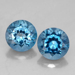 캐럿 천연 런던 블루 토파즈 보석, 라운드 컷, 7.30 mm, VVS
