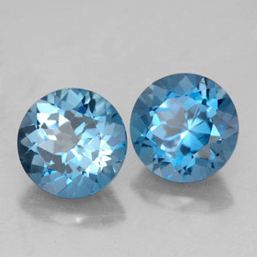 캐럿 천연 런던 블루 토파즈 보석, 라운드 컷, 7.30 mm, VVS