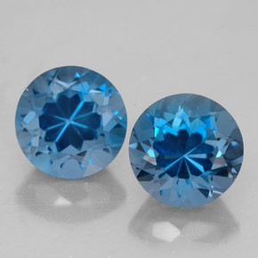 캐럿 천연 런던 블루 토파즈 보석, 라운드 컷, 7.18 mm, VVS
