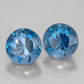 캐럿 천연 런던 블루 토파즈 보석, 라운드 컷, 7.18 mm, VVS