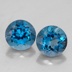 캐럿 천연 런던 블루 토파즈 보석, 라운드 컷, 7.11 mm, VVS