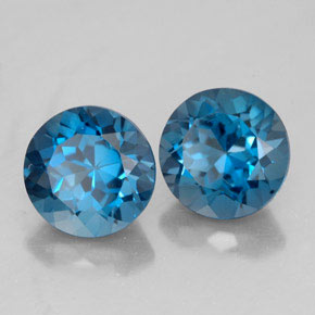캐럿 천연 런던 블루 토파즈 보석, 라운드 컷, 7.11 mm, VVS