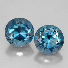 캐럿 천연 런던 블루 토파즈 보석, 라운드 컷, 7.21 mm, VVS
