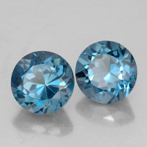 캐럿 천연 런던 블루 토파즈 보석, 라운드 컷, 7.21 mm, VVS