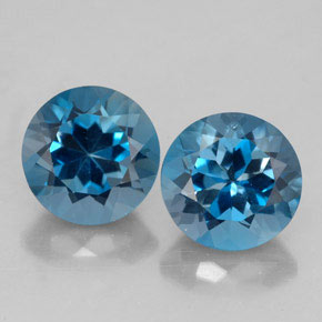 캐럿 천연 런던 블루 토파즈 보석, 라운드 컷, 7.23 mm, VVS