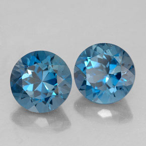 캐럿 천연 런던 블루 토파즈 보석, 라운드 컷, 7.23 mm, VVS