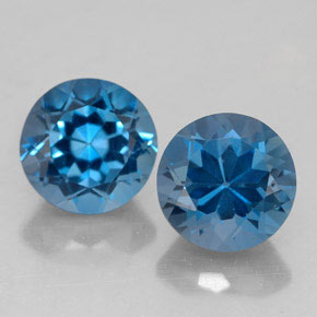 캐럿 천연 런던 블루 토파즈 보석, 라운드 컷, 7.28 mm, VVS