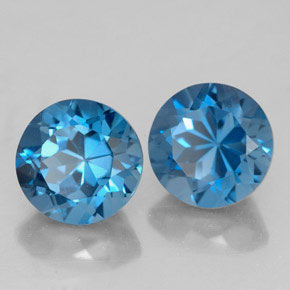 캐럿 천연 런던 블루 토파즈 보석, 라운드 컷, 7.28 mm, VVS