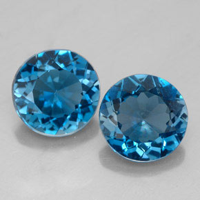 캐럿 천연 런던 블루 토파즈 보석, 라운드 컷, 8.04 mm, VVS-VS