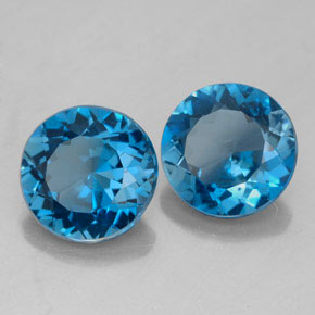 캐럿 천연 런던 블루 토파즈 보석, 라운드 컷, 8.04 mm, VVS-VS