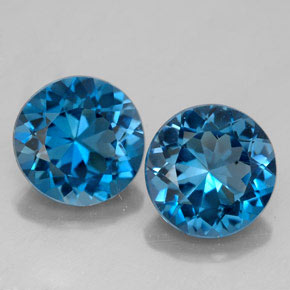 캐럿 천연 런던 블루 토파즈 보석, 라운드 컷, 8.19 mm, VVS