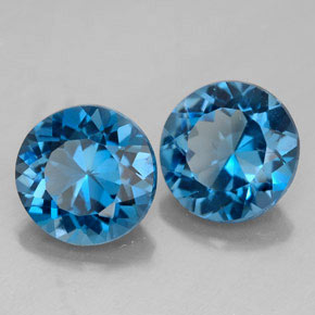캐럿 천연 런던 블루 토파즈 보석, 라운드 컷, 8.19 mm, VVS