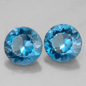 캐럿 천연 런던 블루 토파즈 보석, 라운드 컷, 7.93 mm, VVS-VS