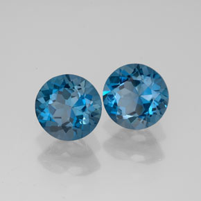 캐럿 천연 런던 블루 토파즈 보석, 라운드 컷, 7.23 mm, VVS-VS