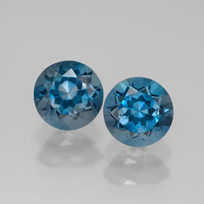 캐럿 천연 런던 블루 토파즈 보석, 라운드 컷, 7.28 mm, VVS-VS
