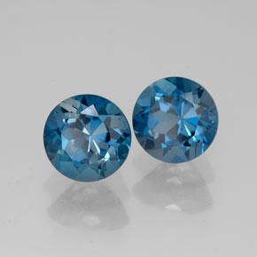 캐럿 천연 런던 블루 토파즈 보석, 라운드 컷, 7.28 mm, VVS-VS