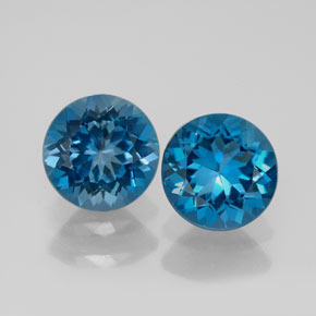 캐럿 천연 런던 블루 토파즈 보석, 라운드 컷, 7.95 mm, VVS