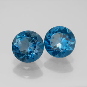 캐럿 천연 런던 블루 토파즈 보석, 라운드 컷, 7.95 mm, VVS