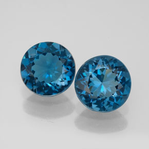캐럿 천연 런던 블루 토파즈 보석, 라운드 컷, 8.18 mm, VVS