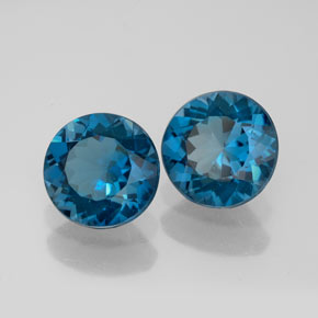 캐럿 천연 런던 블루 토파즈 보석, 라운드 컷, 8.18 mm, VVS