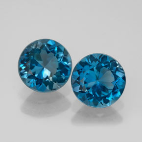 캐럿 천연 런던 블루 토파즈 보석, 라운드 컷, 8.18 mm, VVS