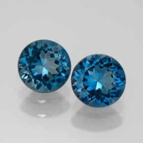 캐럿 천연 런던 블루 토파즈 보석, 라운드 컷, 8.07 mm, VVS