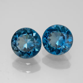캐럿 천연 런던 블루 토파즈 보석, 라운드 컷, 8.07 mm, VVS