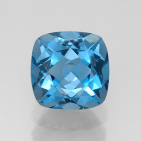 2.92캐럿 천연 런던 블루 토파즈, 쿠션 컷, 8.1×8 mm, VVS