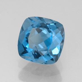 2.92캐럿 천연 런던 블루 토파즈, 쿠션 컷, 8.1×8 mm, VVS