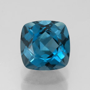 3.12캐럿 천연 런던 블루 토파즈, 쿠션 컷, 8×8 mm, VVS