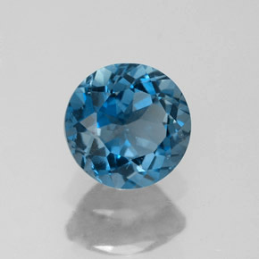 1.81캐럿 천연 런던 블루 토파즈, 라운드 컷, 7.11 mm, VVS