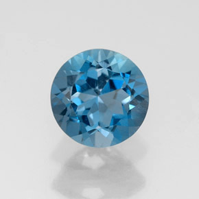 1.75캐럿 천연 런던 블루 토파즈, 라운드 컷, 7.22 mm, VS