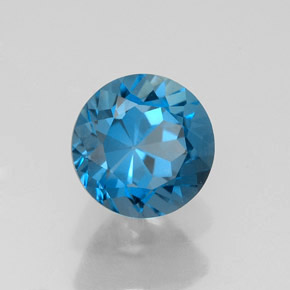 1.89캐럿 천연 런던 블루 토파즈, 라운드 컷, 7.20 mm, VVS