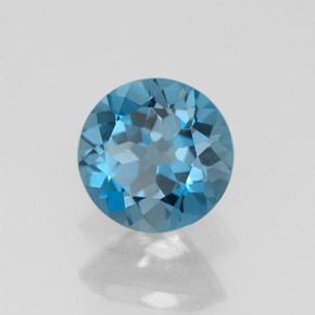 1.52캐럿 천연 런던 블루 토파즈, 라운드 컷, 7.12 mm, VVS
