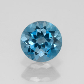 1.52캐럿 천연 런던 블루 토파즈, 라운드 컷, 7.12 mm, VVS