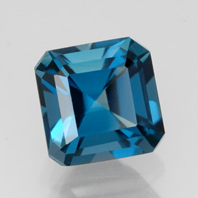 2.49캐럿 천연 런던 블루 토파즈, 에메랄드 컷, 7.2×7.1 mm, VVS-VS