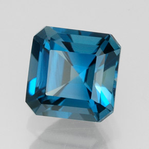 2.49캐럿 천연 런던 블루 토파즈, 에메랄드 컷, 7.2×7.1 mm, VVS-VS